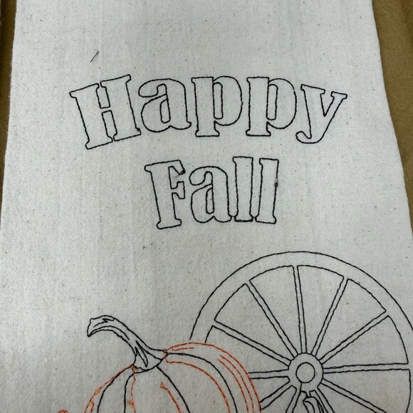 Thanksgiving Fall Embroidered Kitchen Towels Turkey Pumpkin Bon Ton Cotton - Picture 5 of 8